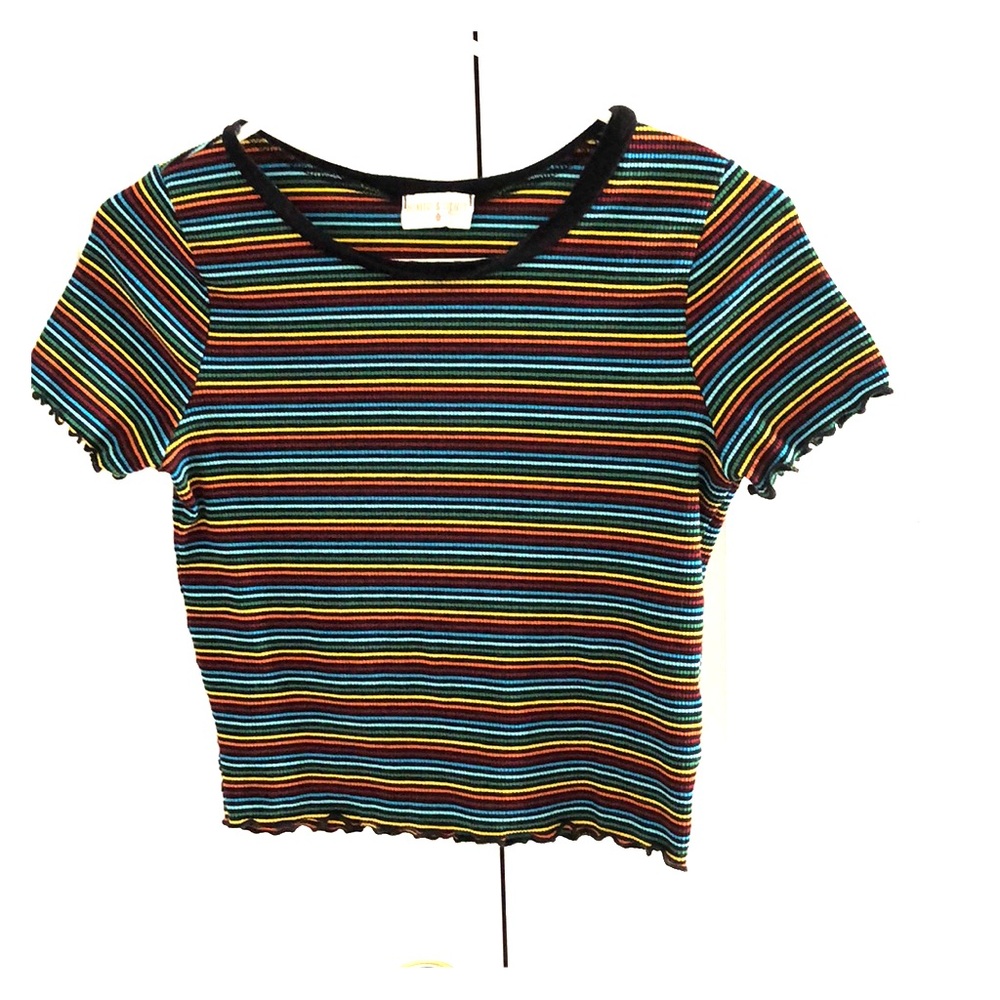 Retro 1990s rainbow striped crop top